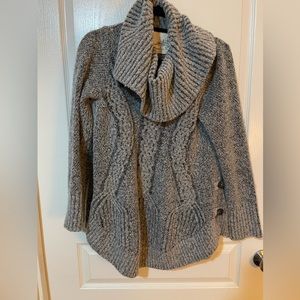 Anthropologie Angels of the North Grey Cowl Neck Cable Detail Poncho Sweater